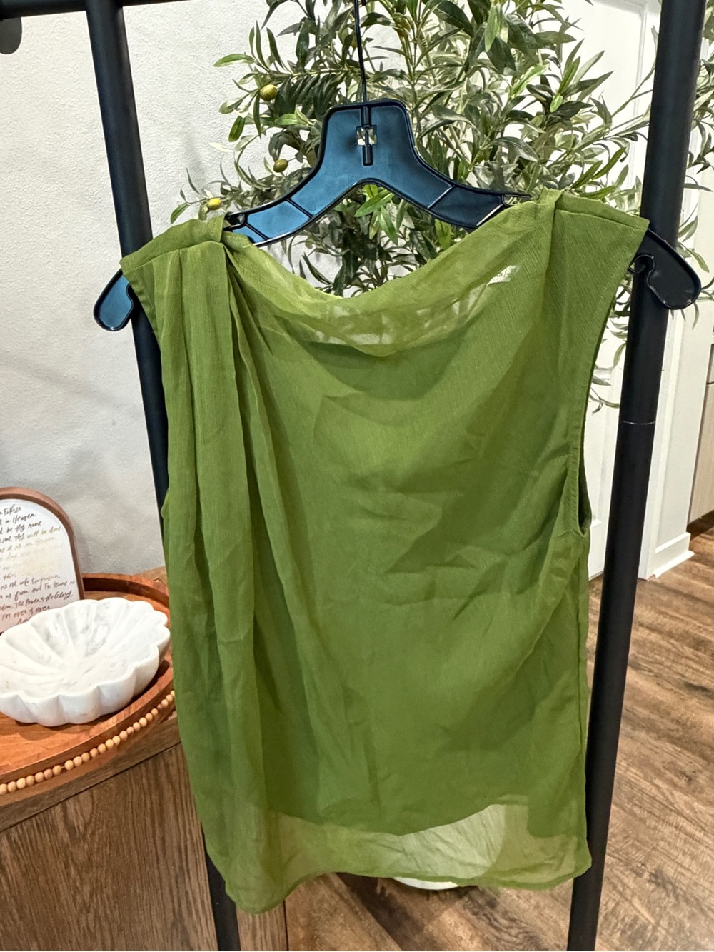 Abercrombie & Fitch Olive Green Sheer Sleeveless Camisole